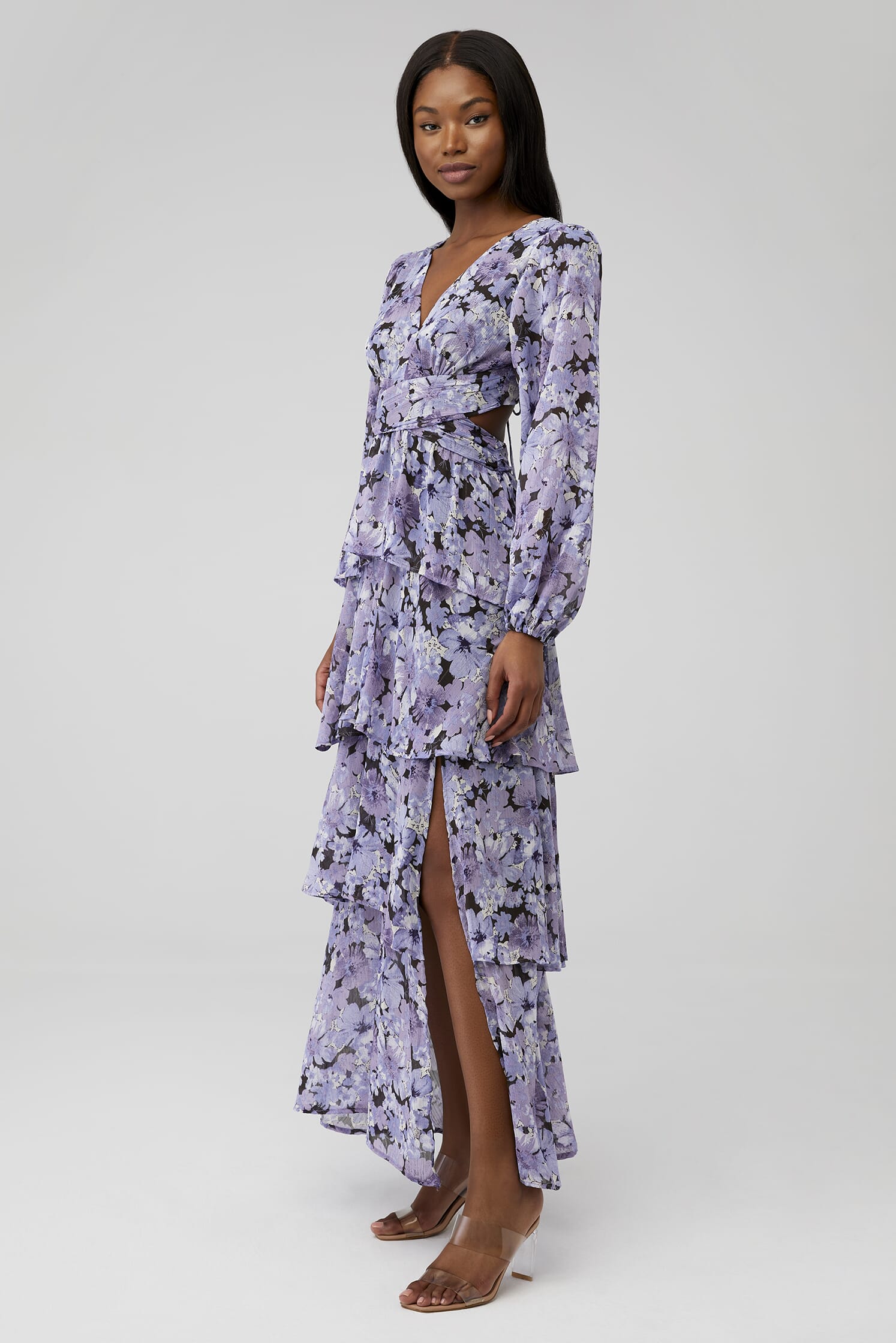 ASTR | Anora Dress in Black Purple Floral| FashionPass