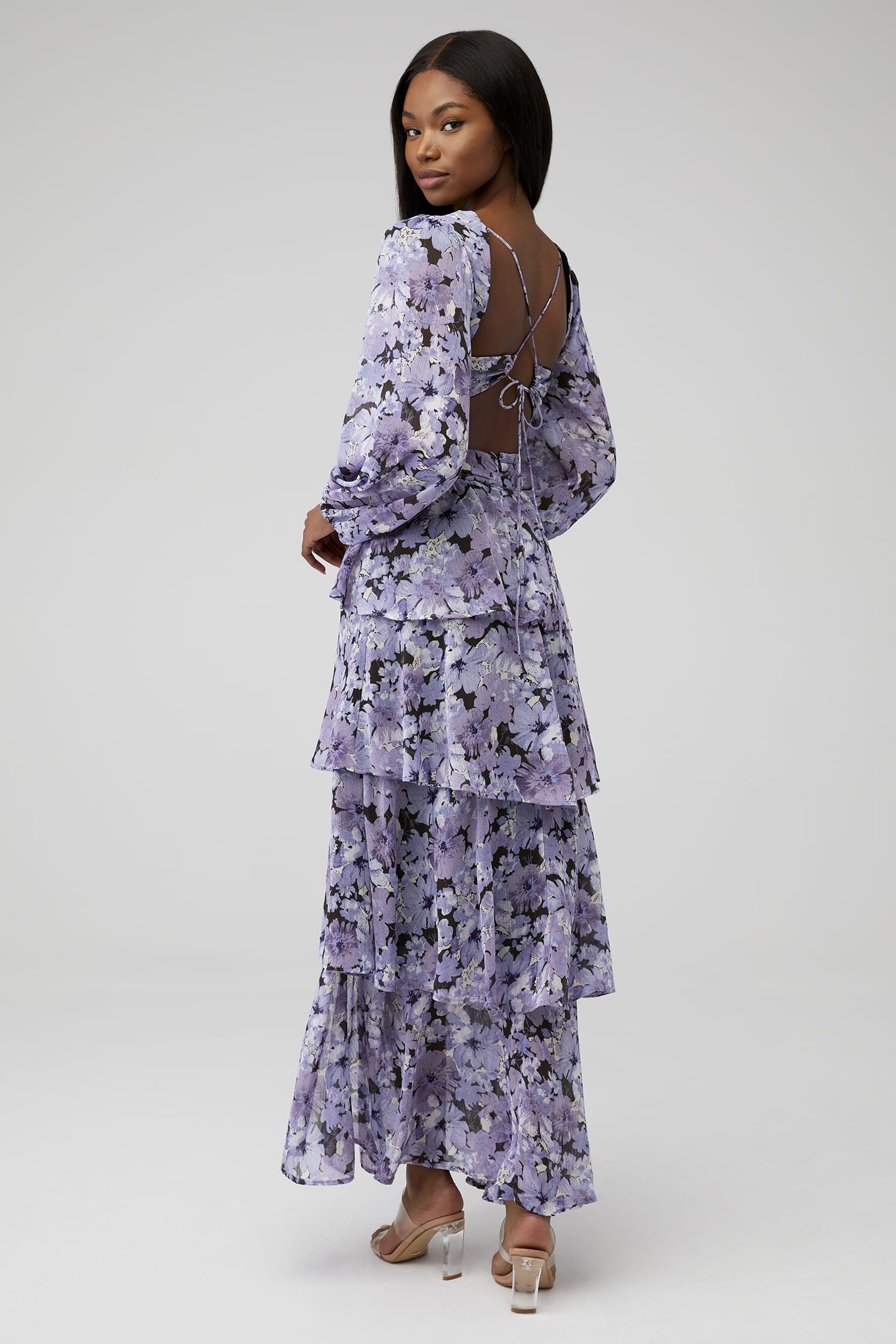 ASTR | Anora Dress in Black Purple Floral| FashionPass