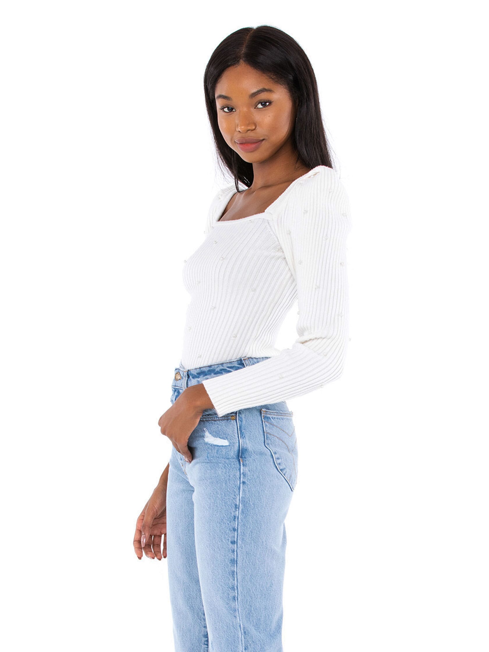 White hotsell embellished sweater