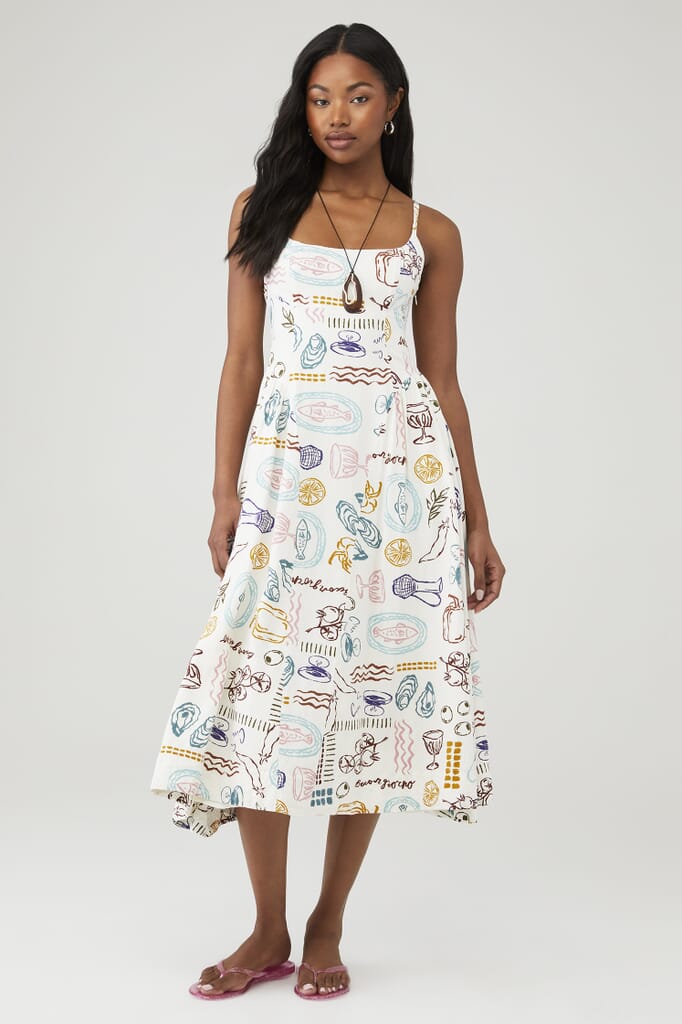 FARM RIO | Delicate Floral Stripes Maxi Dress in Mulitcolor | FashionPass