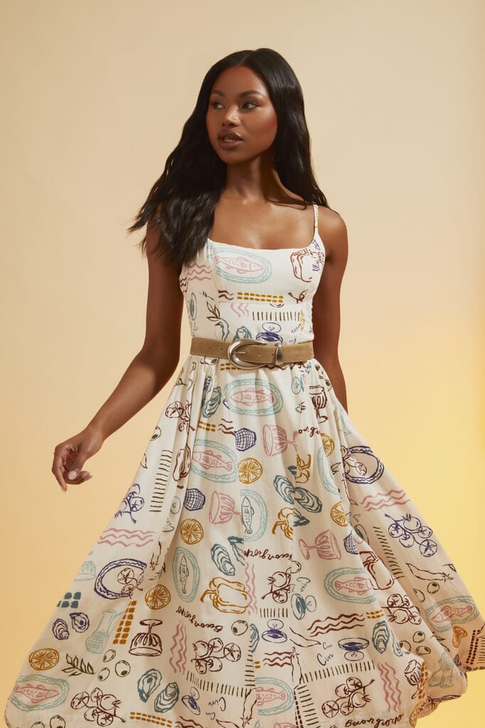 FARM RIO | Delicate Floral Stripes Maxi Dress in Mulitcolor | FashionPass