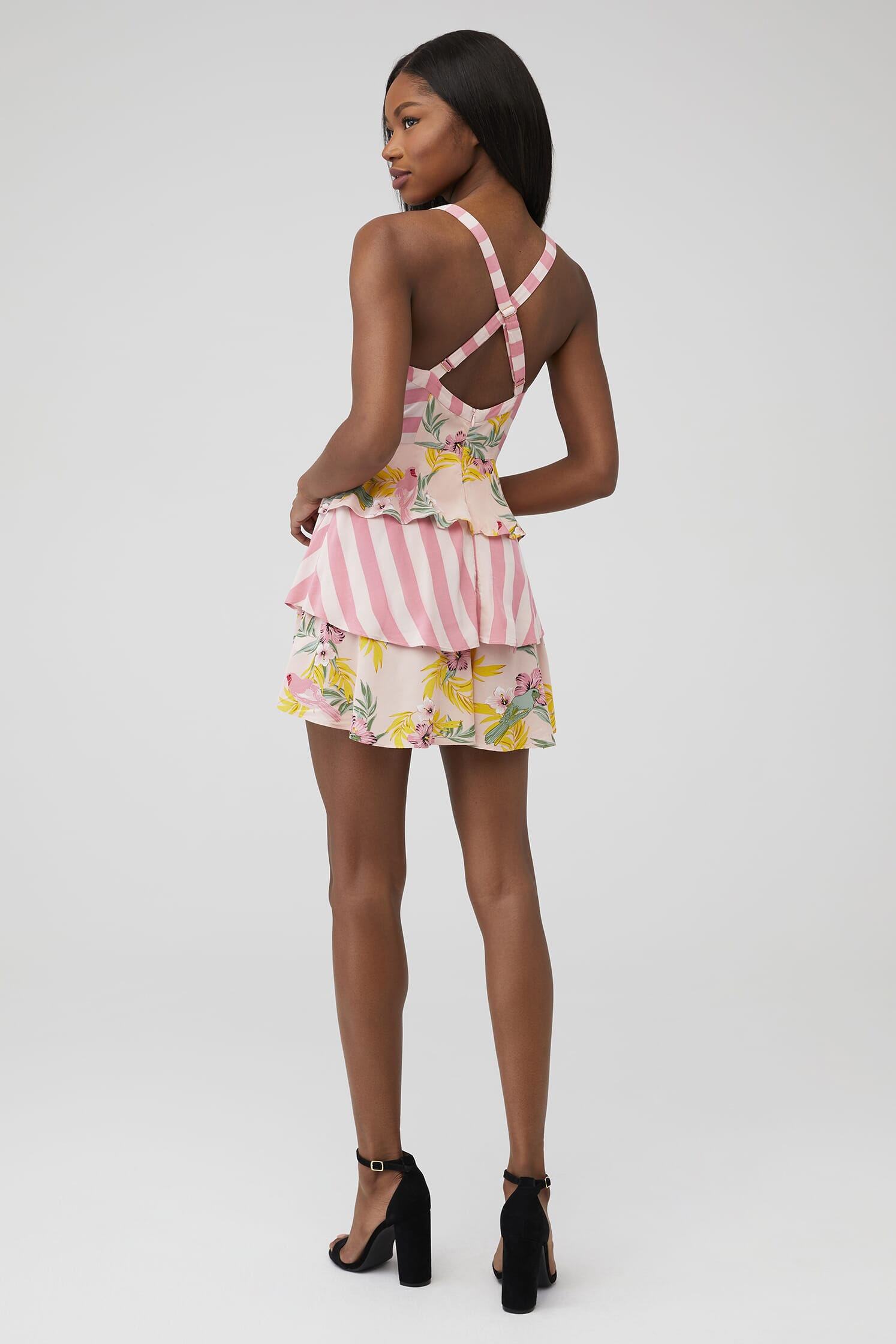For Love & Lemons Antigua Mini Dress in Blush