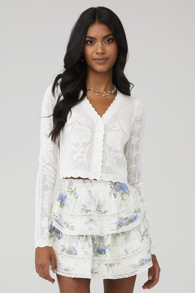 LoveShackFancy | Arabesque Cardigan in True White| FashionPass