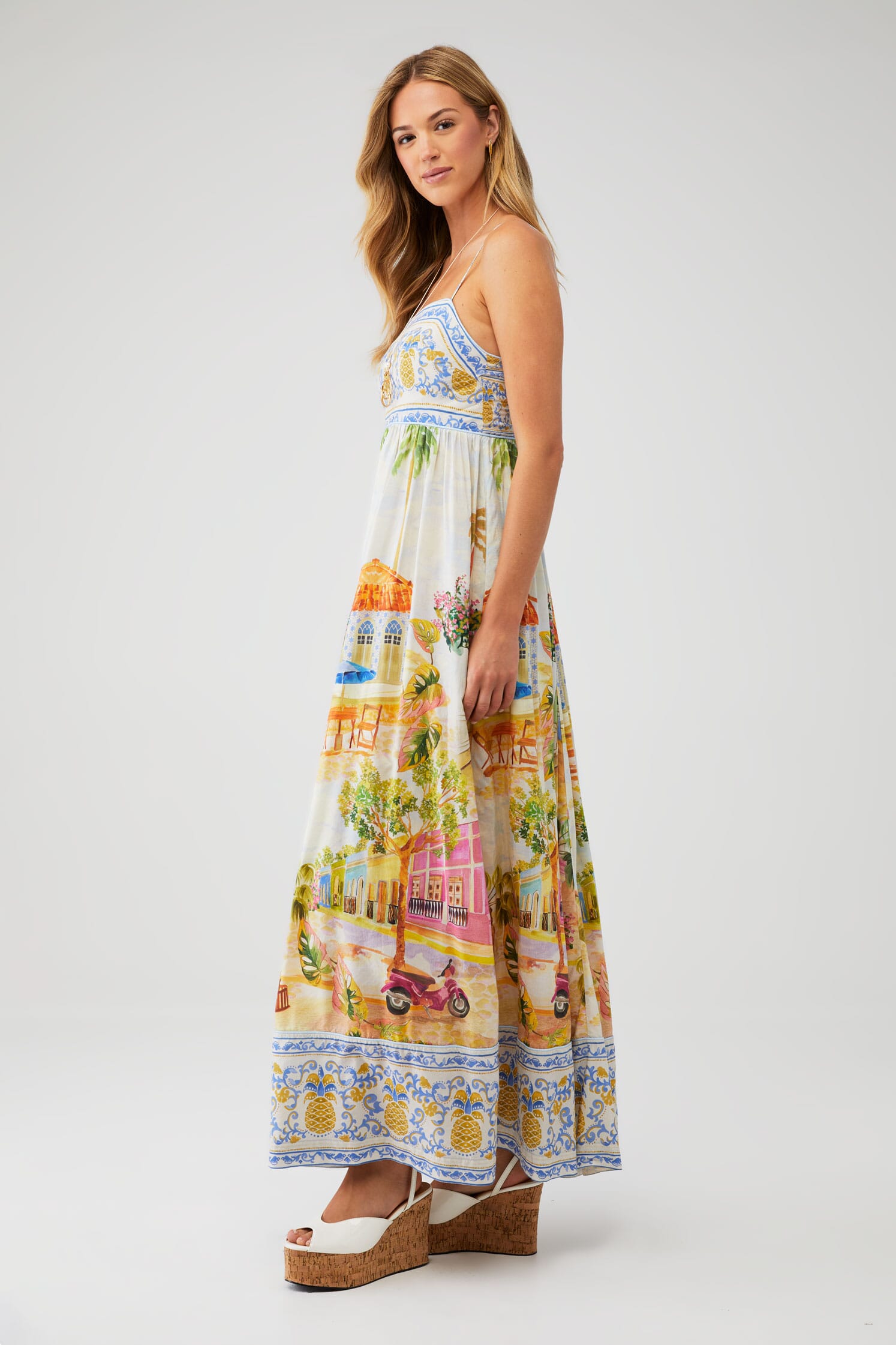 princess polly baby blue dress Macaw – FARM Rio main image 1