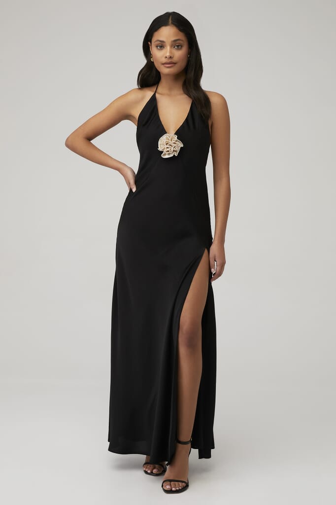 Bardot | Aradia Halter Dress in Black| FashionPass