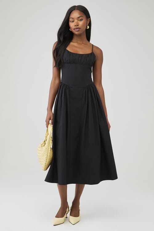 Line & Dot | Dre Criss Cross Midi Dress in Black| FashionPass