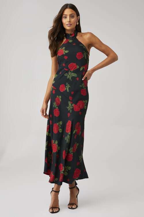 For Love & Lemons Astoria Maxi Dress in Black FashionPass
