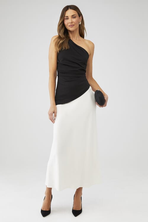 knee length dresses for ladies The Brazoria Striped Midi Sweater Dress in Navy + White – Piper & Scoot
