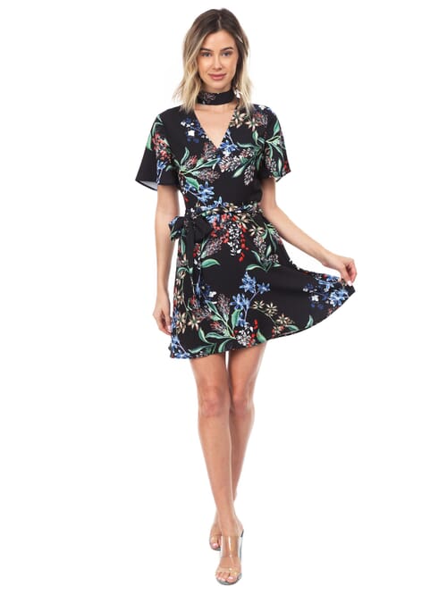 Lipsy amelia print floral best sale wrap dress