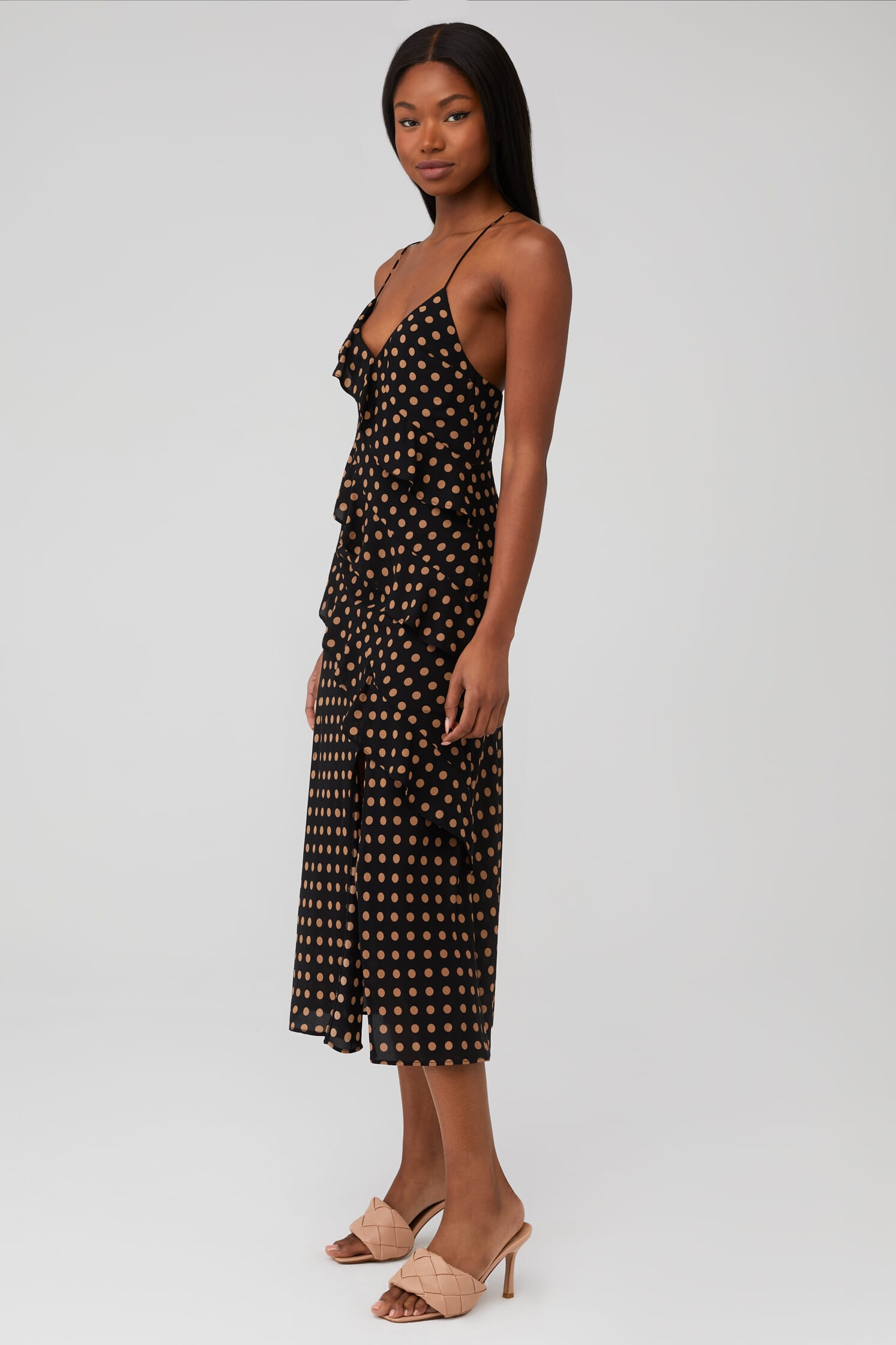 MINKPINK | Ayat Cami Frill Slip Dress in Mocha Black| FashionPass