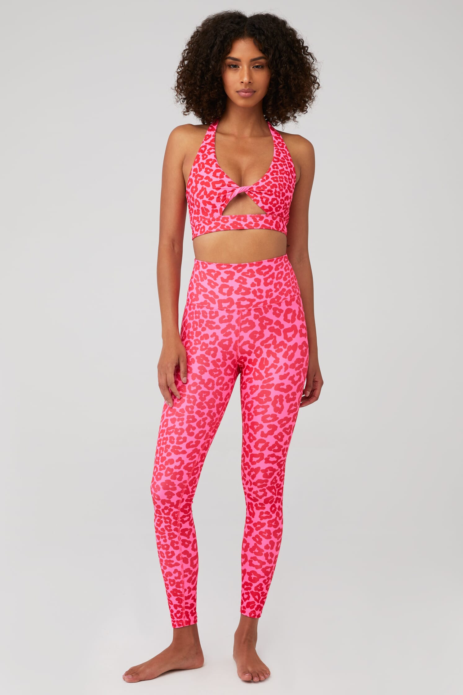 Leopard-print high-rise leggings in pink - The Upside