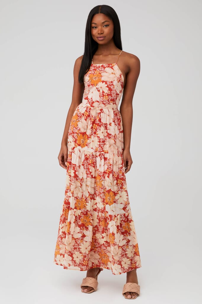white christmas dresses Farm Rio Sicily Scarf Off-White Maxi Dress