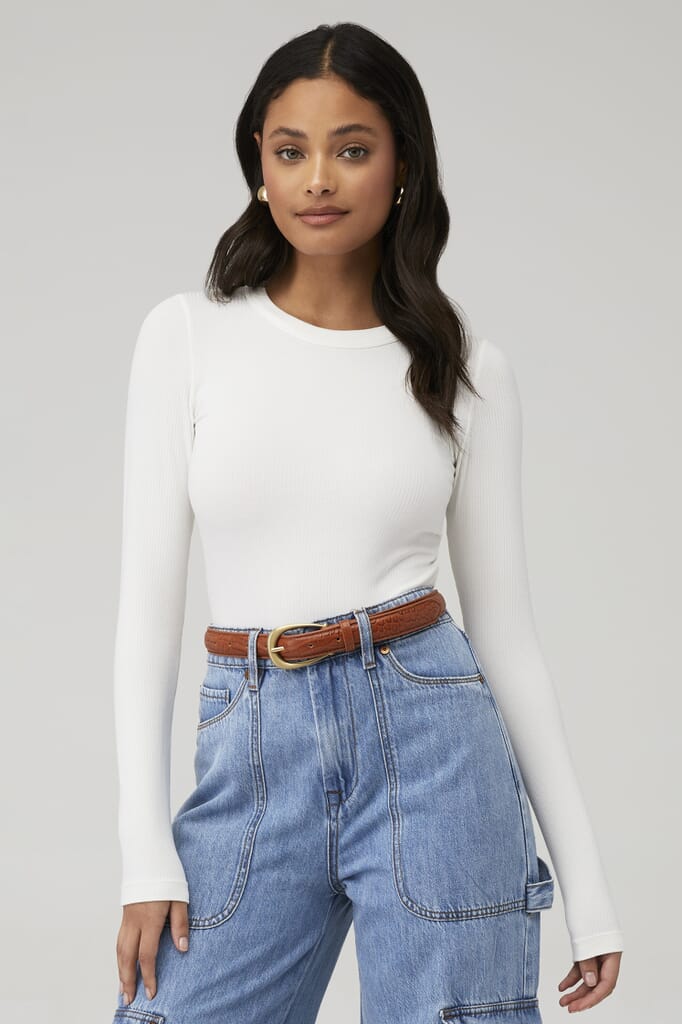 PISTOLA | Bailey Long Sleeve Bodysuit in Le Blanc| FashionPass