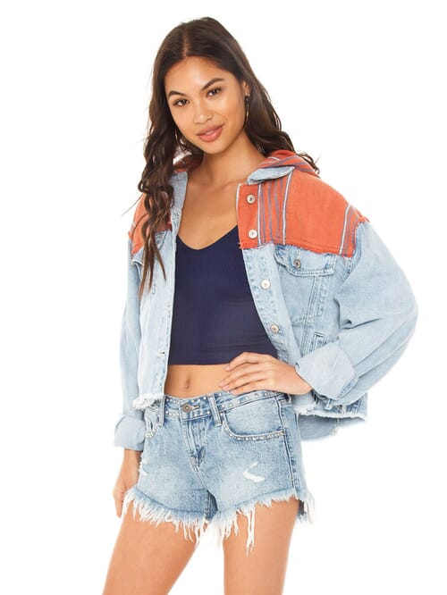 Free people clearance hooded denim jacket