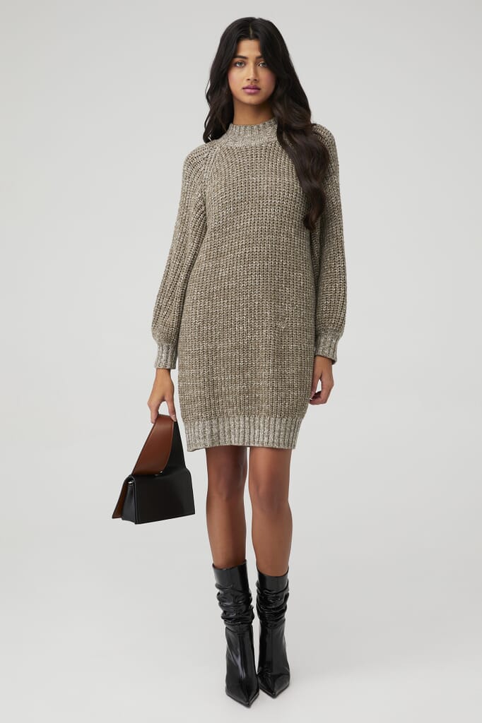 Baxter Linen Sleeved Dress - Black & Khaki main image 0