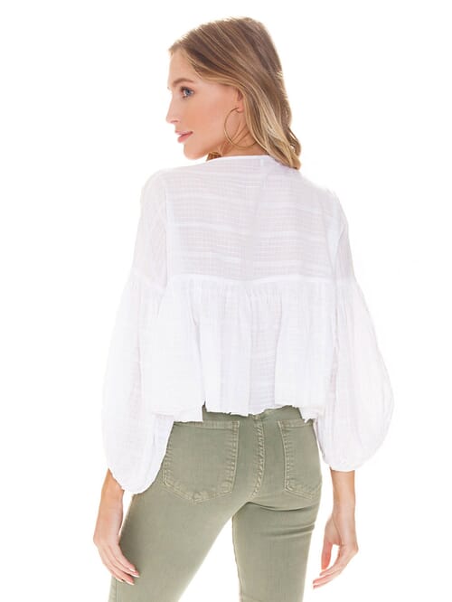 Free People Beaumont Mews Stripe Blouse in White FashionPass