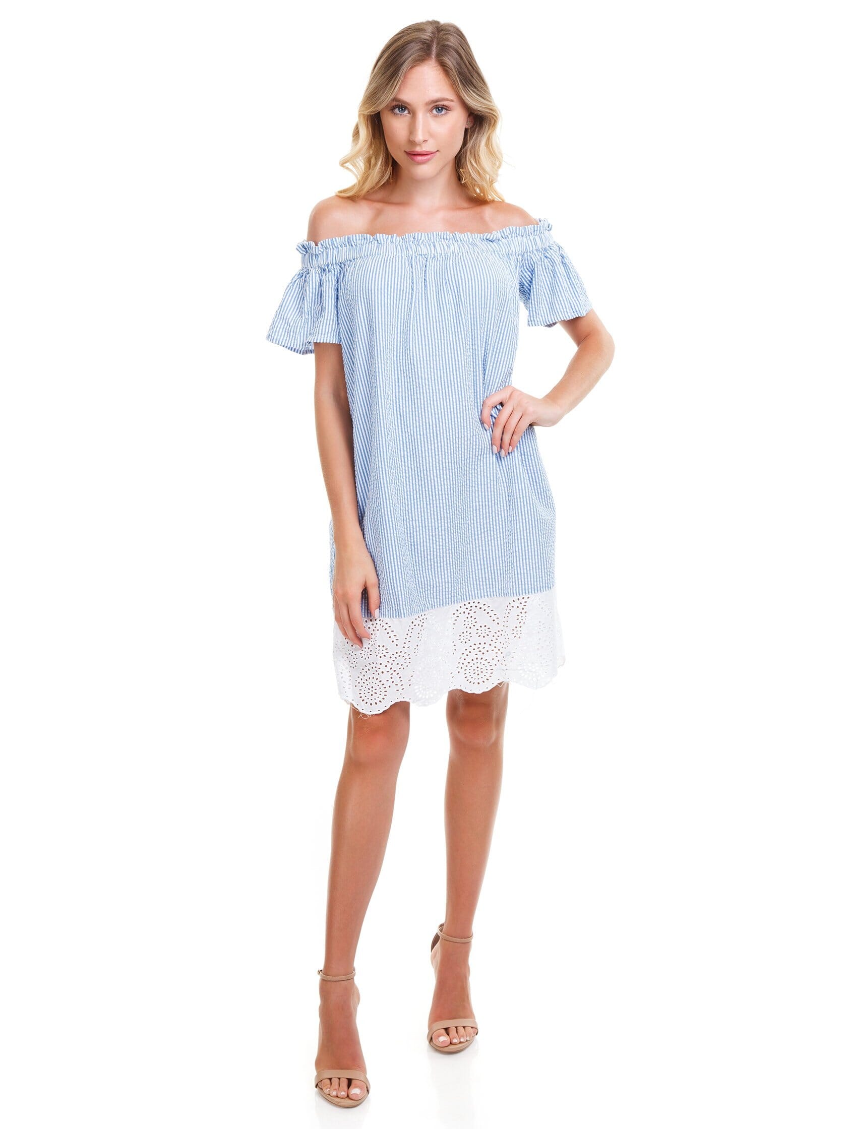 French Connection | Belle Off--Shoulder Dress in Salt Water/Summer ...