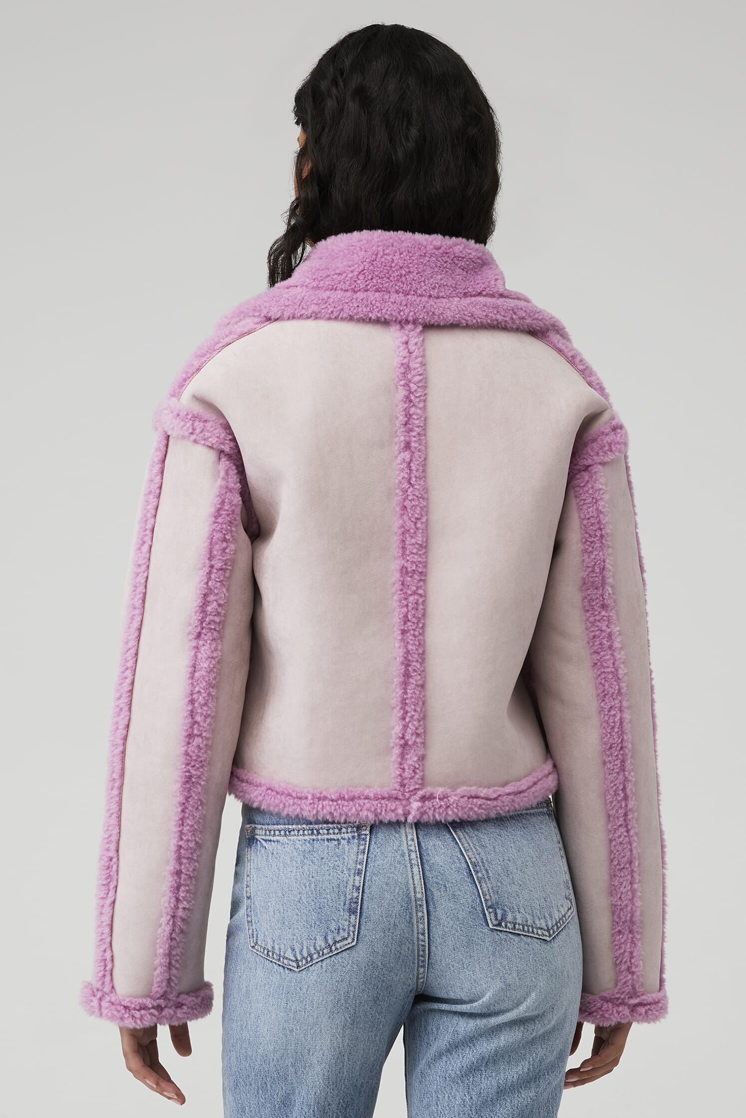 OW Collection Berlin Faux Fur Jacket in Lavender