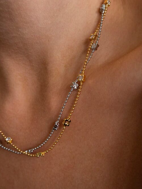 Luv Aj Bezel Charm Beaded Necklace in Gold FashionPass