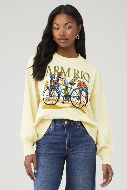FARM RIO | Winter Tapestry Sweater in Winter Tapestry Blue| FashionPass FARM RIO | Winter Tapestry Sweater in Winter Tapestry Blue| FashionPass