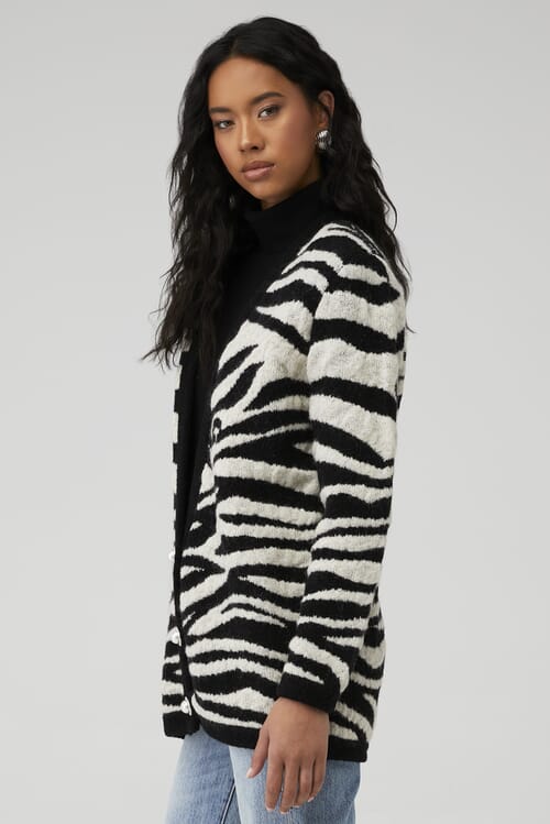 Ronny Kobo | Blair Knit Cardigan in Zebra Multi| FashionPass