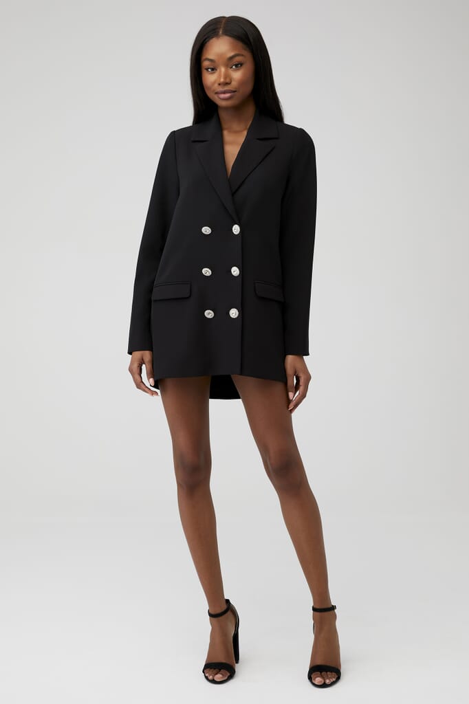 Show Me Your Mumu | Bling Blazer Dress in Black Suiting | FashionPass