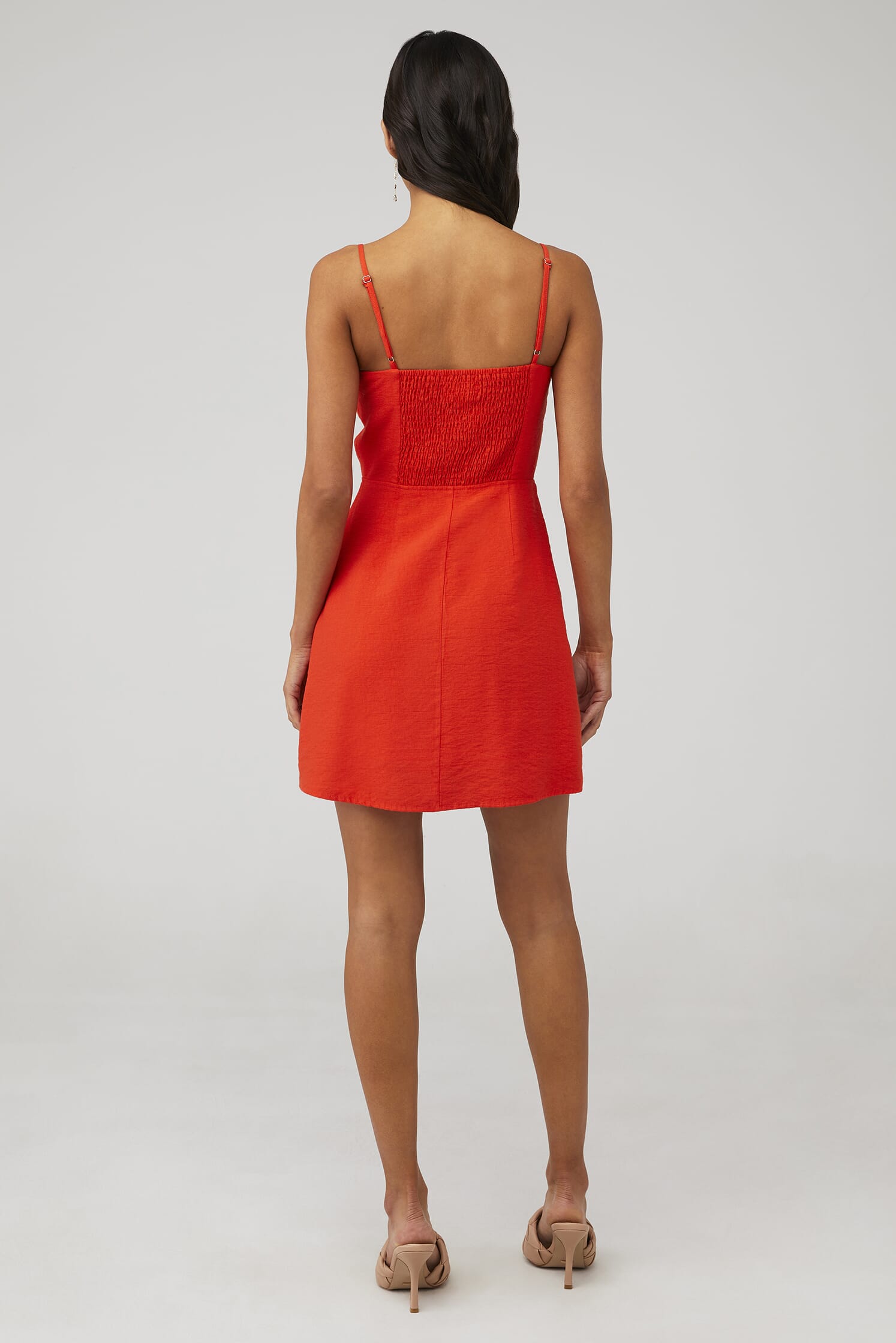 Lost + Wander Bloody Mary Double Tie Mini Dress in Coral Red
