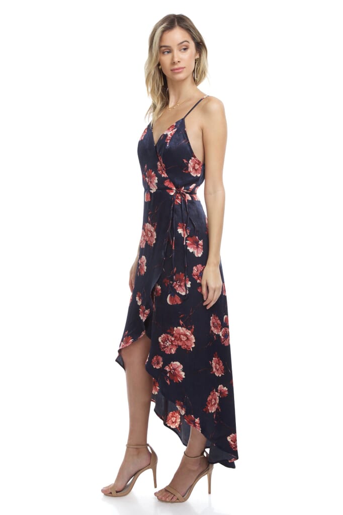 FashionPass Blossom Wrap Dress in Navy Floral