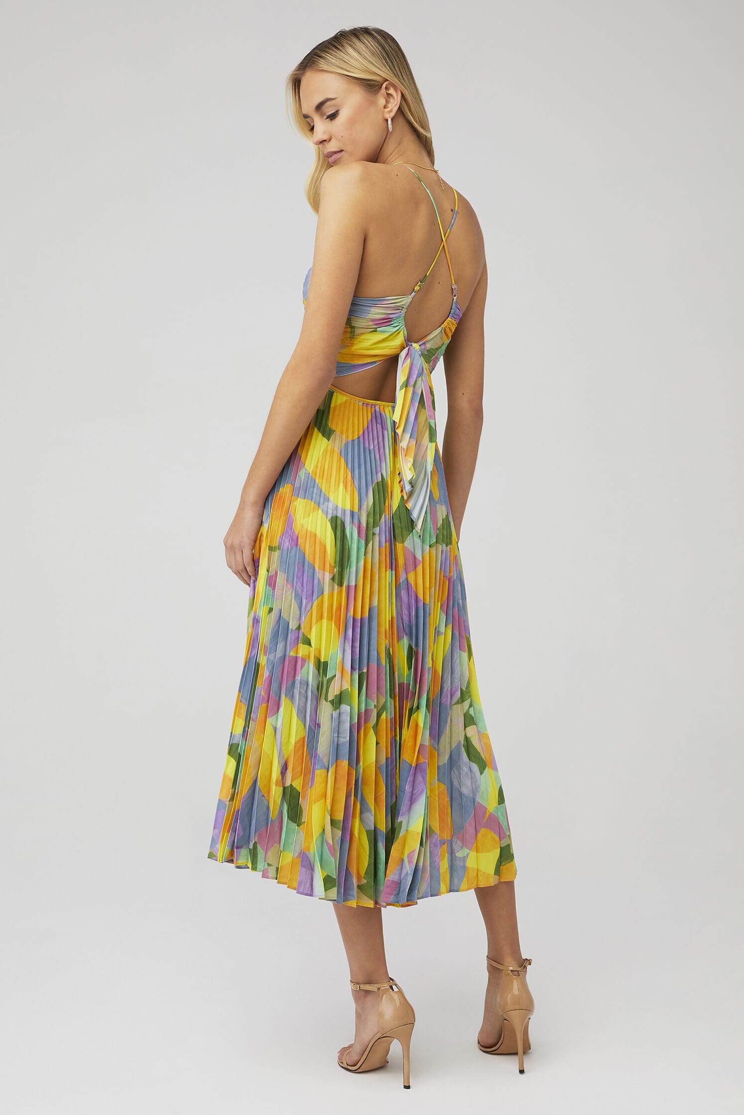 ASTR | Bly Midi Dress in Yellow Lilac Abstract| FashionPass ASTR | Bly Midi Dress in Yellow Lilac Abstract| FashionPass