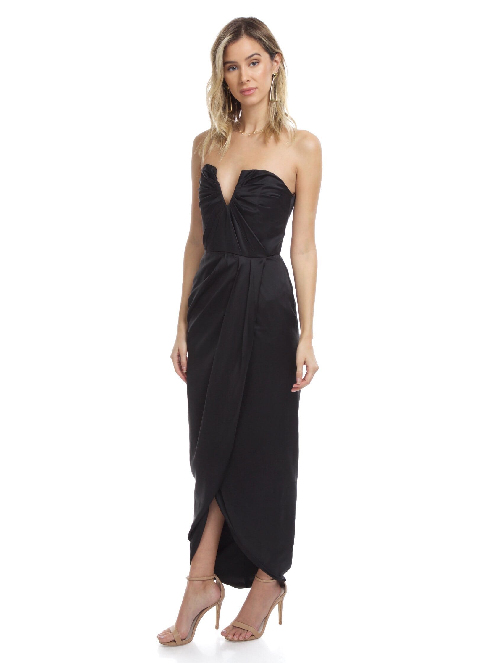 YUMI KIM | Bombshell Silk Maxi Dress in Black| FashionPass