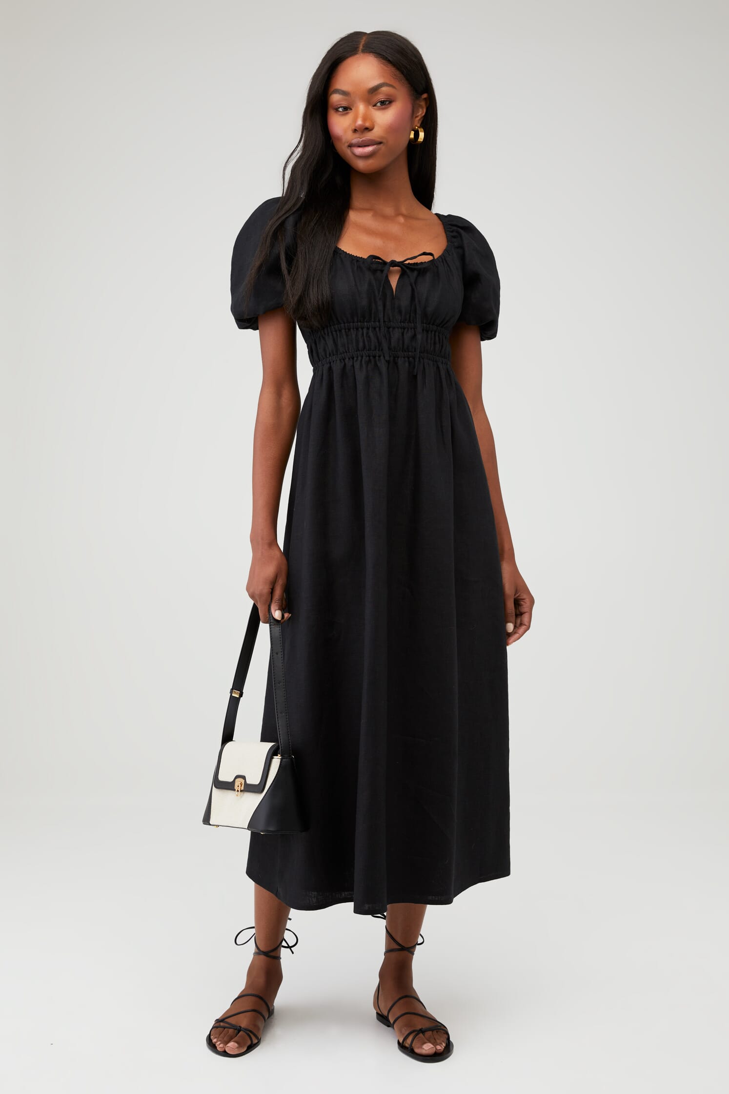 FAITHFULL THE BRAND | Brigitte Midi Dress in Black| FashionPass