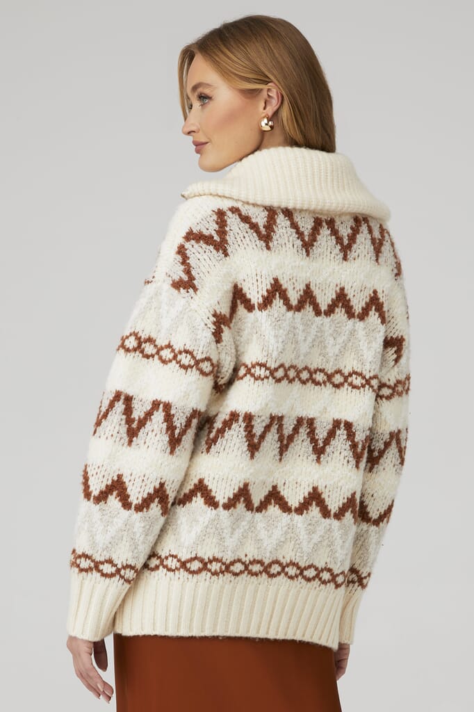 Varley Brooke Fairisle Knit Jacket in Whitecap Mountain Fairisle