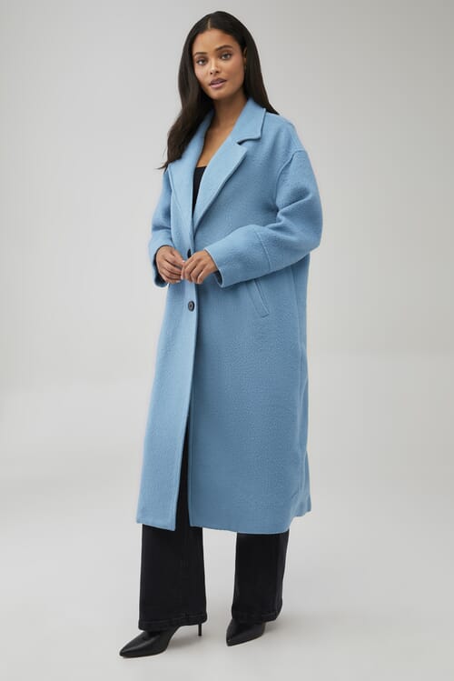 Greylin | Bryce Oversized Long Coat in Arctic Blue| FashionPass