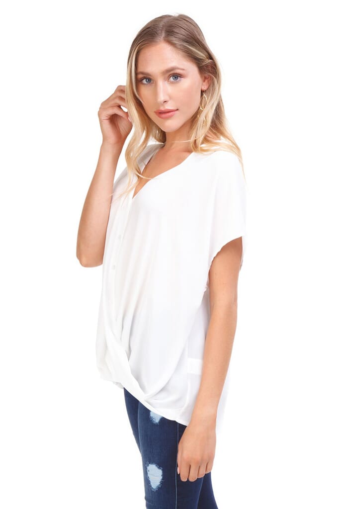 Lush Button Up Blouse in White