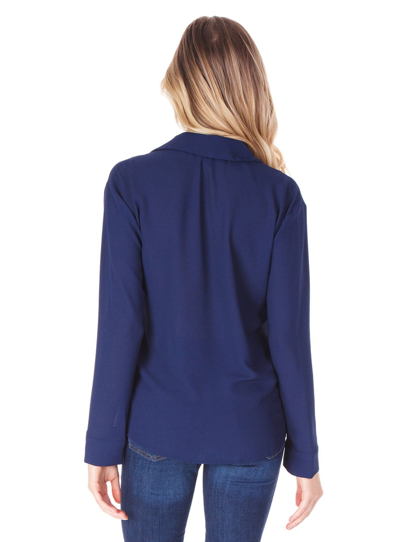 1.STATE Button Down Tie Front Blouse in Navy