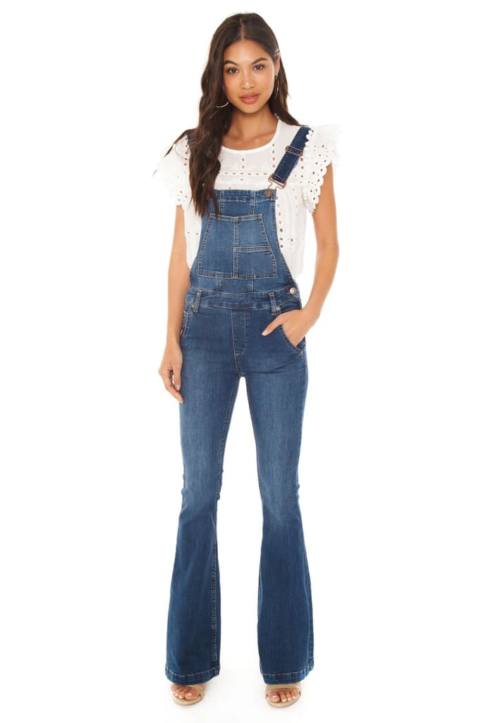 Free People | Carly Flare Overall in Blue| FashionPass