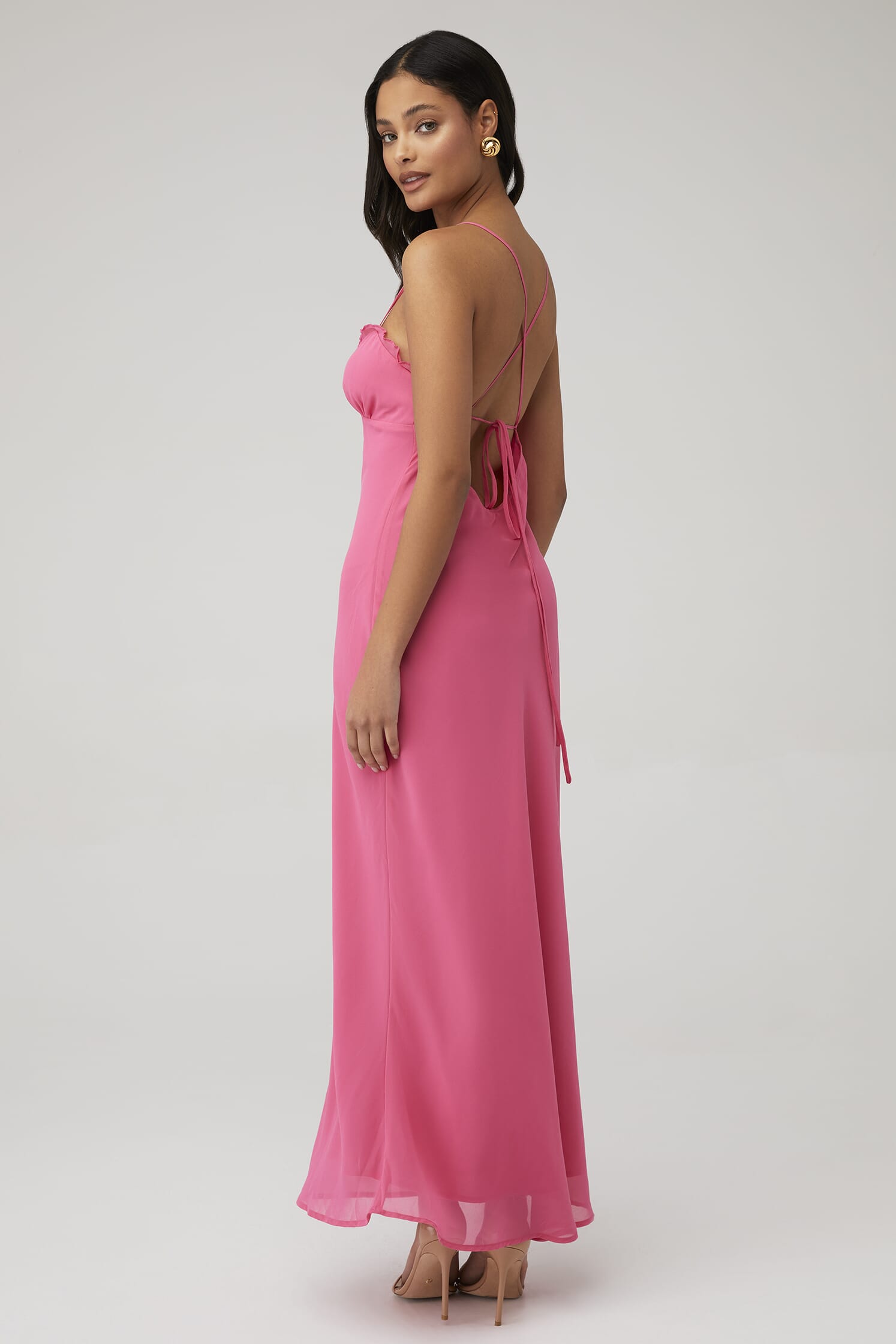 bubblegum pink slip dress FITS EVERYBODY LACE LONG SLIP DRESS | BUBBLE GUM TONAL