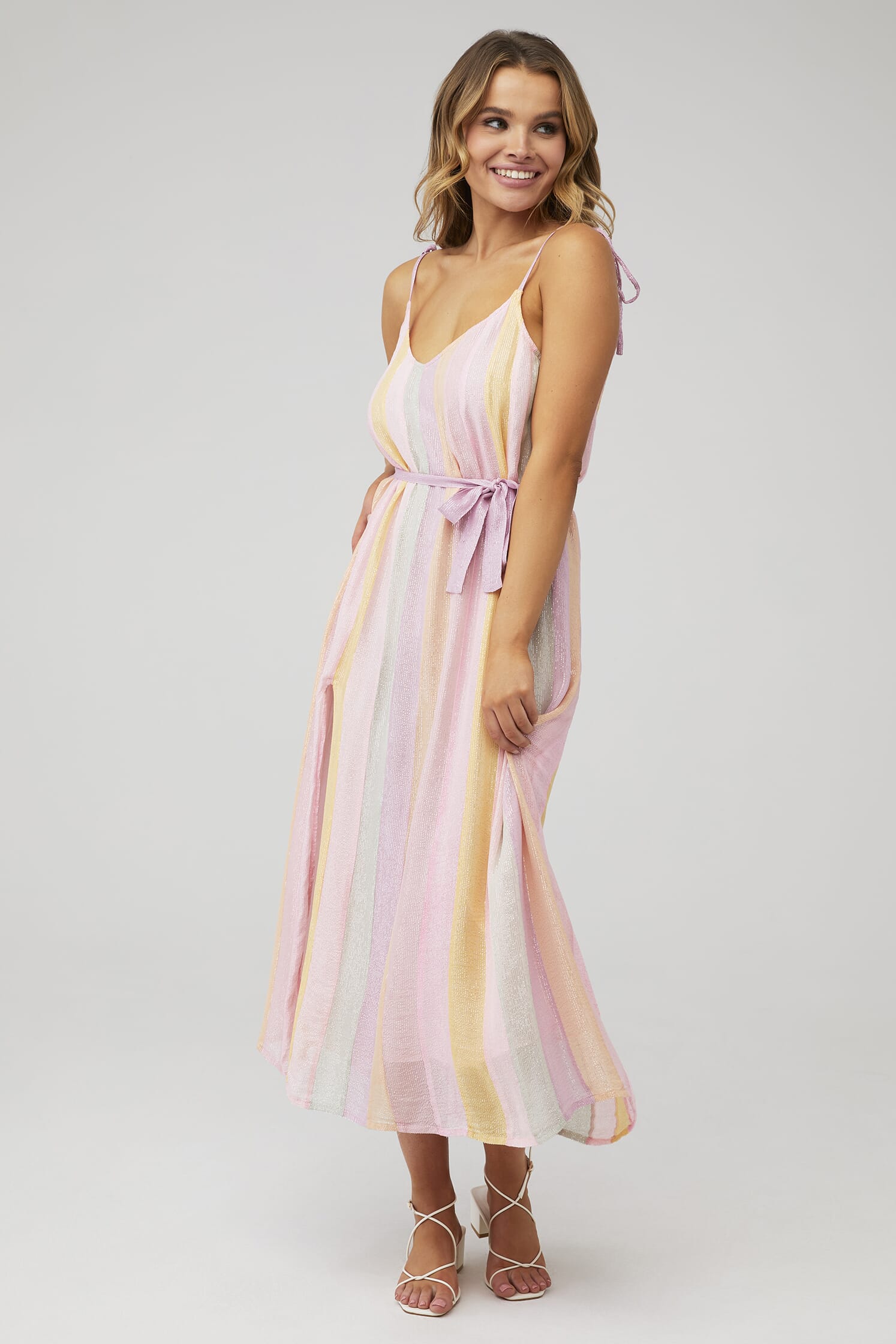 Spring yellow floral lace maxi dress, Bardot, Sundress