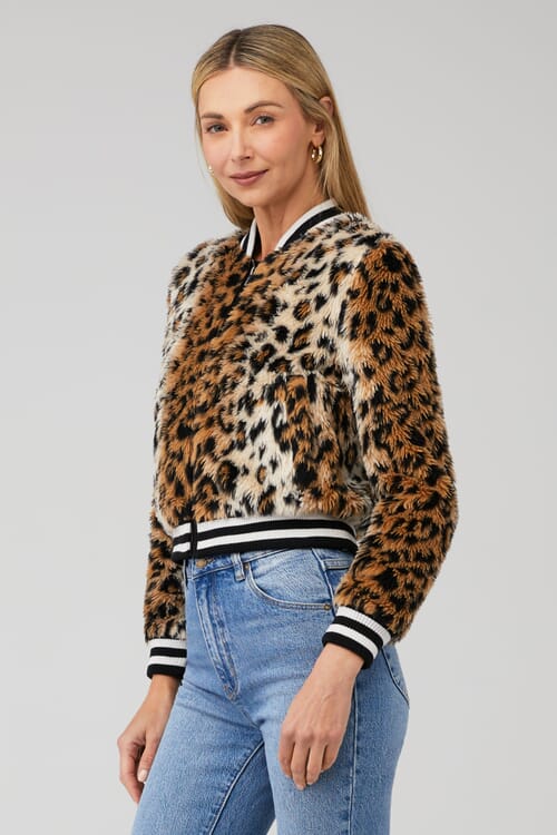 Bb dakota leopard faux fur jacket best sale