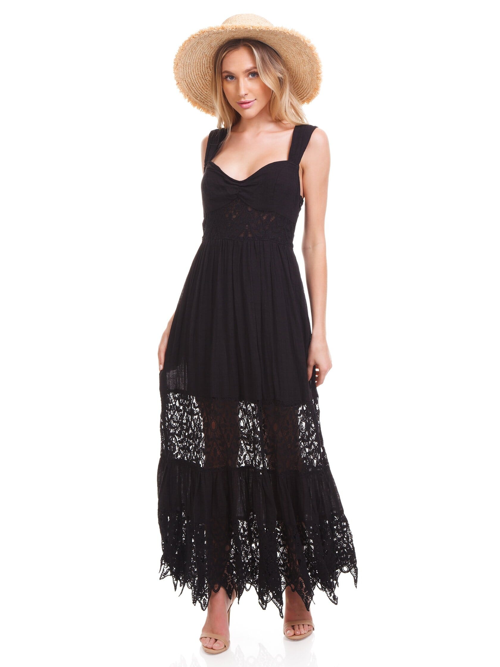 Free People Caught Your Eye Maxi Dress in Black