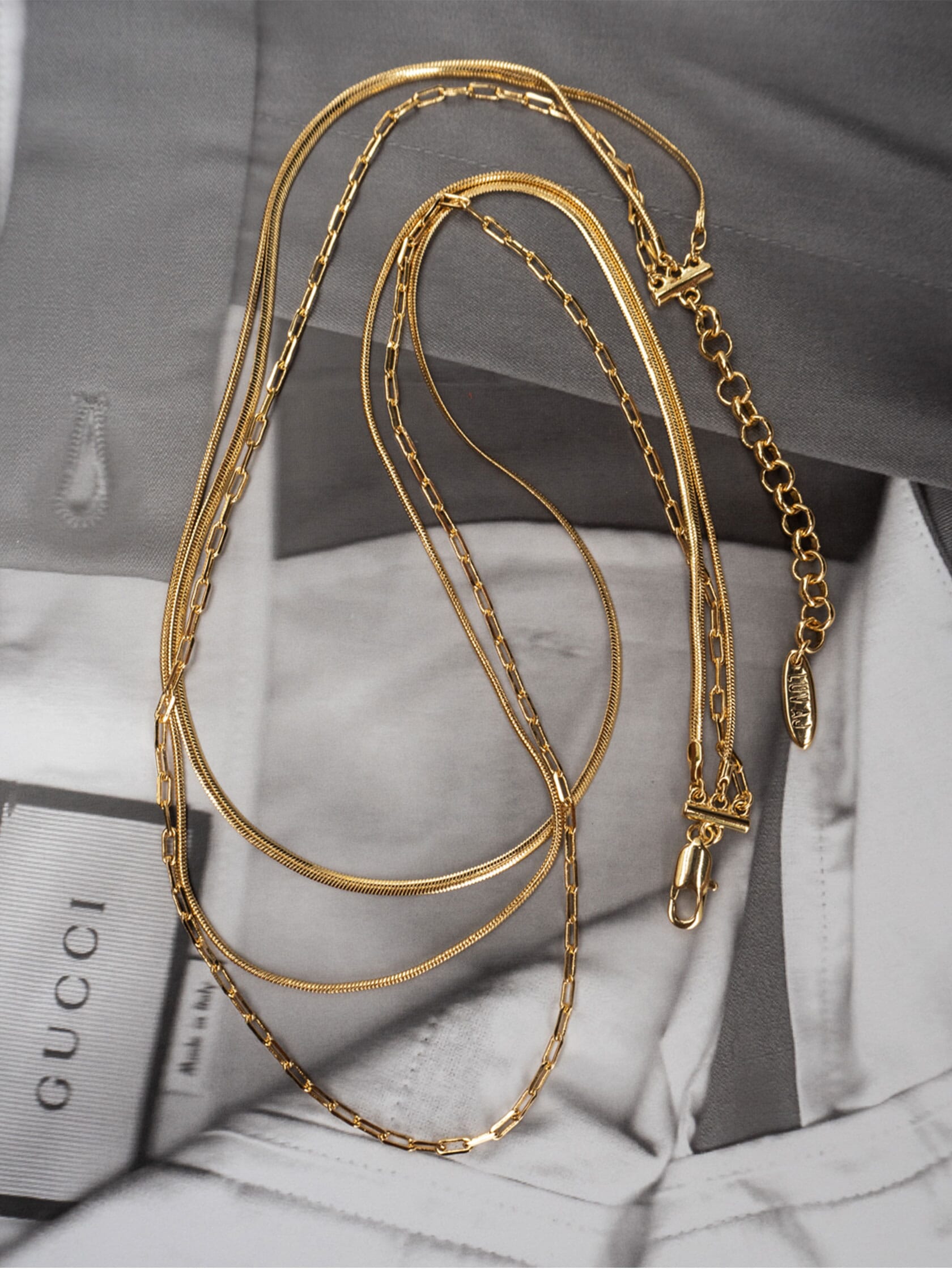 Luv Aj Chandon Multi Chain Charm Necklace in Gold FashionPass