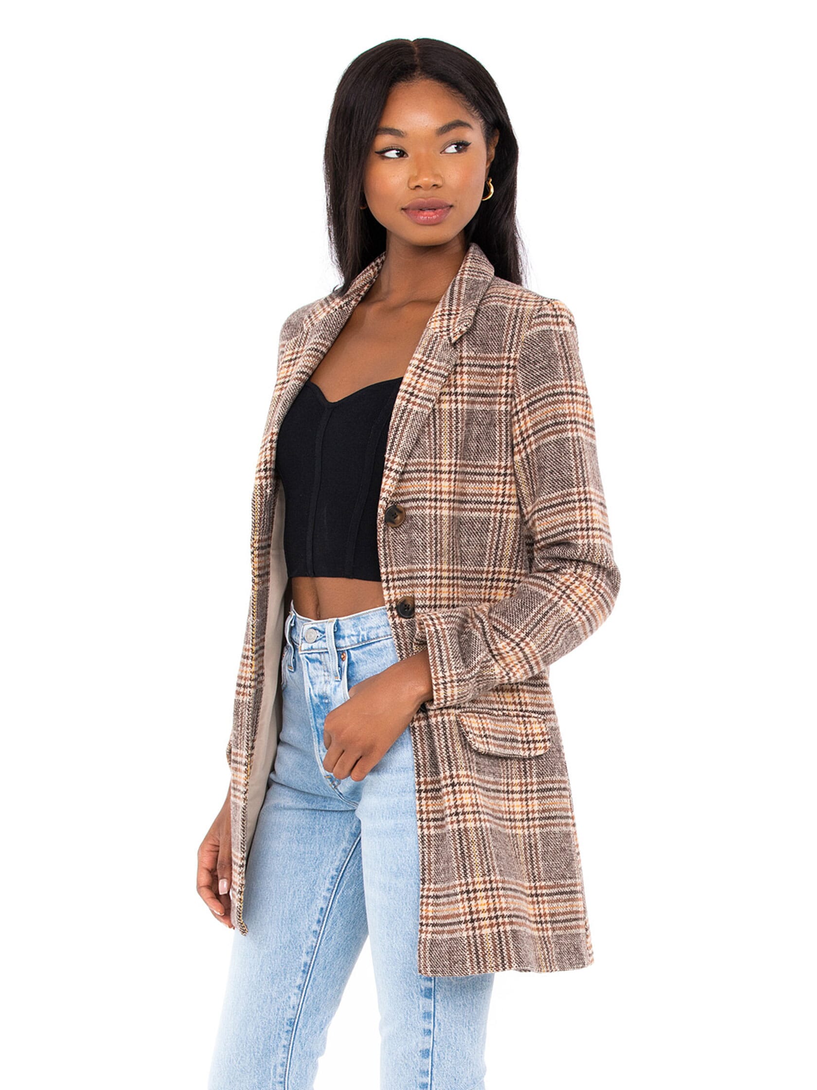 BB Dakota | Check You Out Coat in Brown| FashionPass