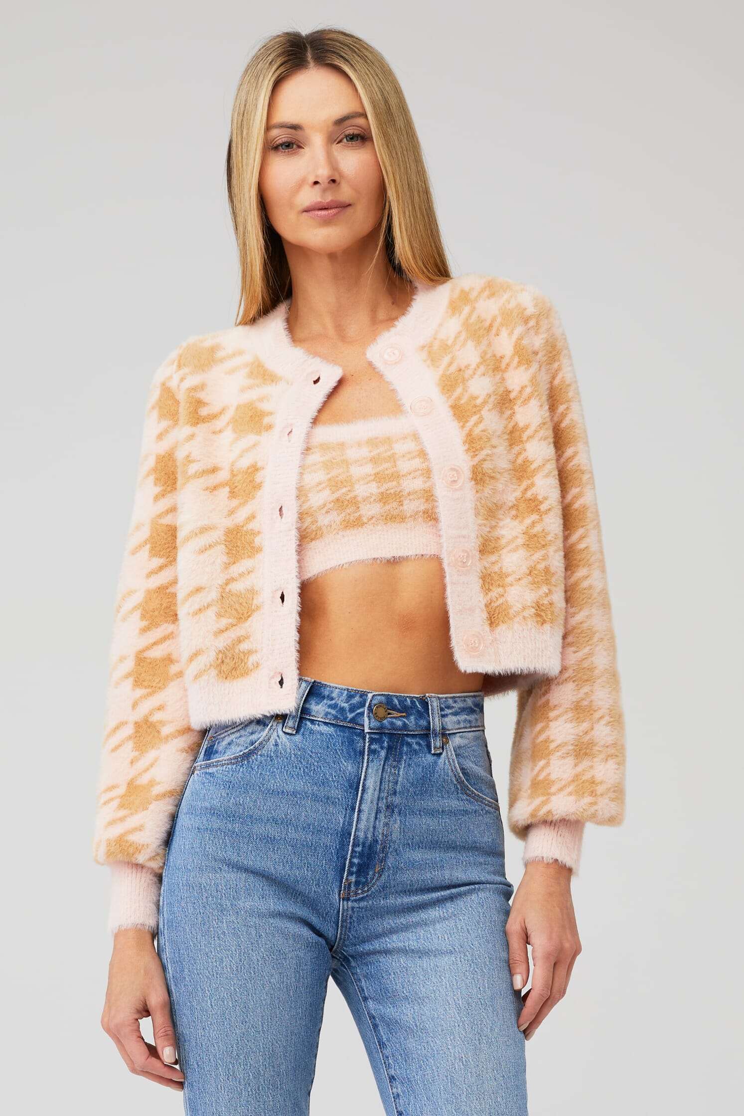 Cher 2024 houndstooth cardigan