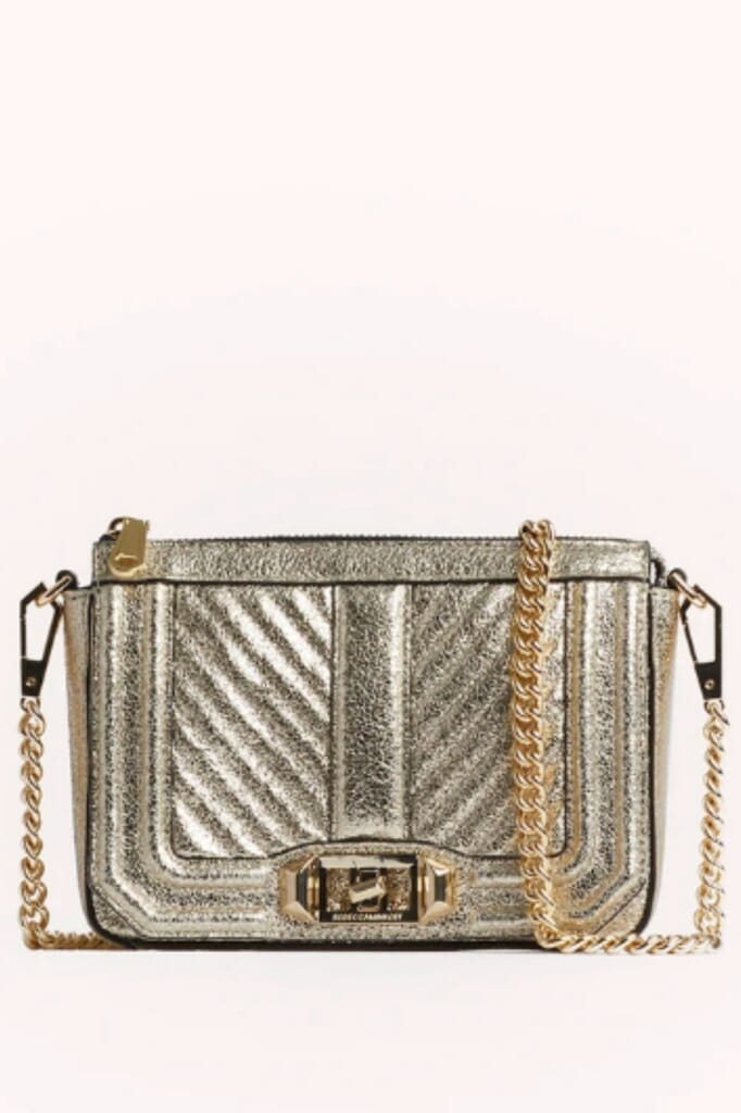 Rebecca Minkoff Chevron Quilted Mini Love Shoulder Bag in Champagne
