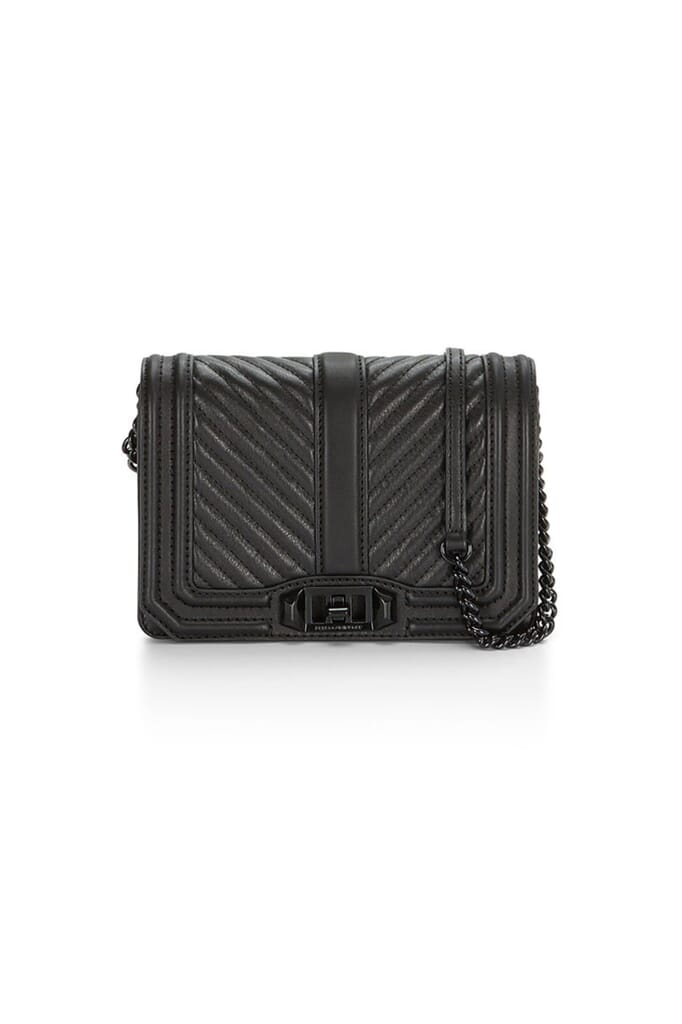 Rebecca Minkoff Chevron Quilted Small Love Crossbody, Black