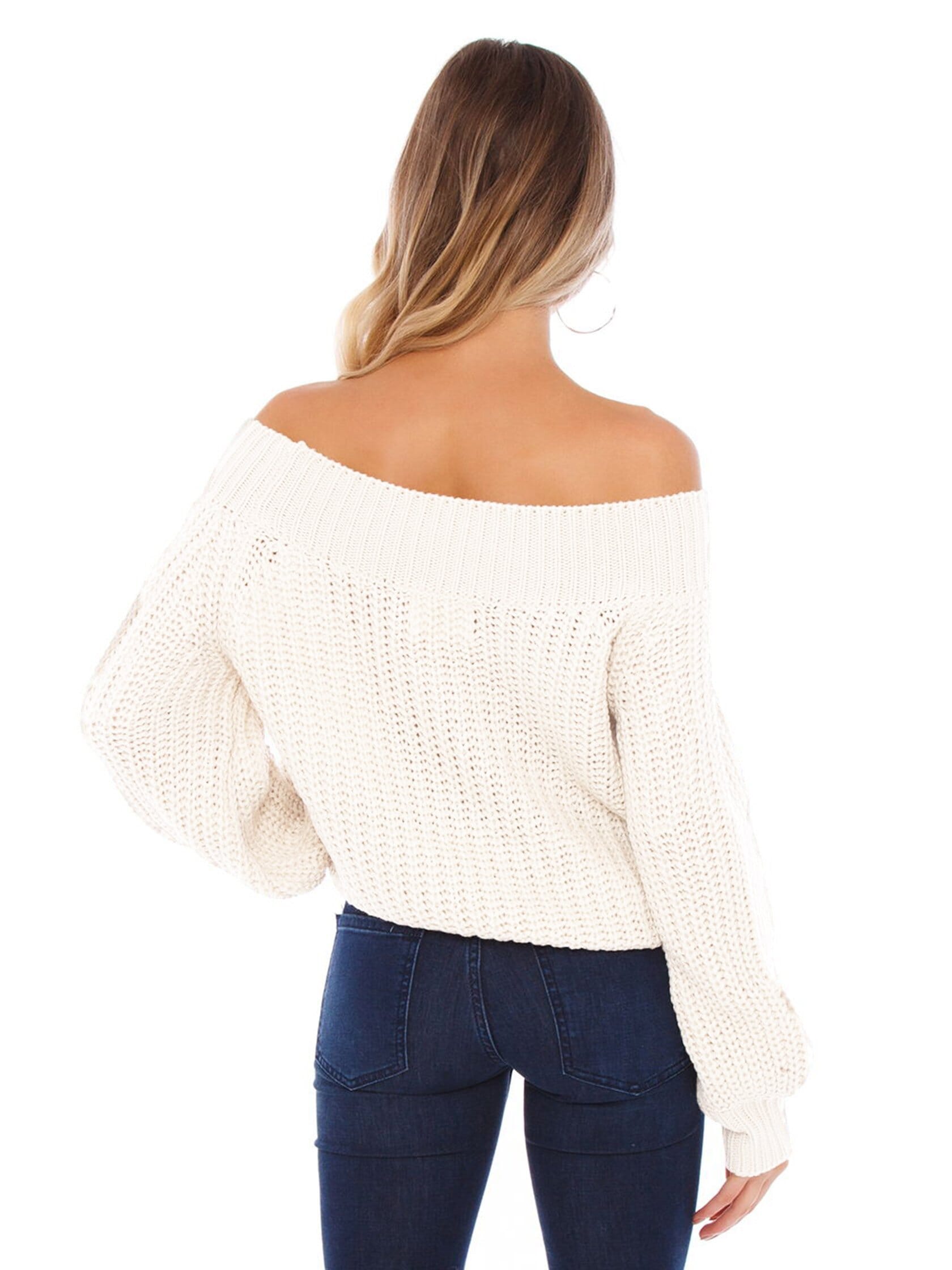 FashionPass Chrissy Off Shoulder Sweater in Ivory