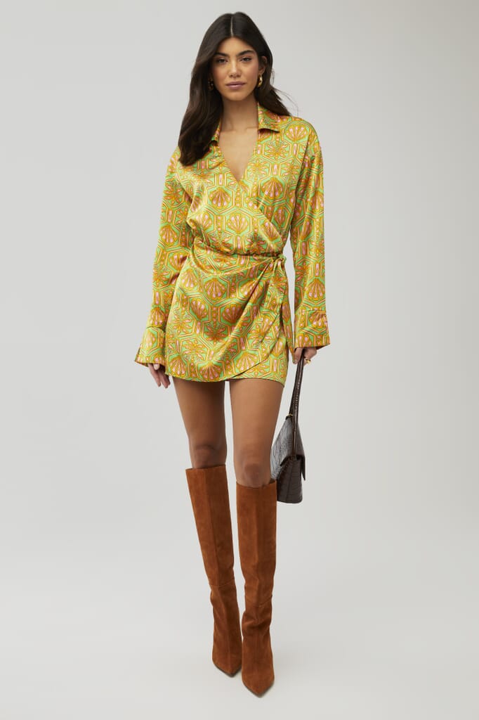 Show Me Your Mumu | Clara Collared Mini Dress in Palm Deco| FashionPass