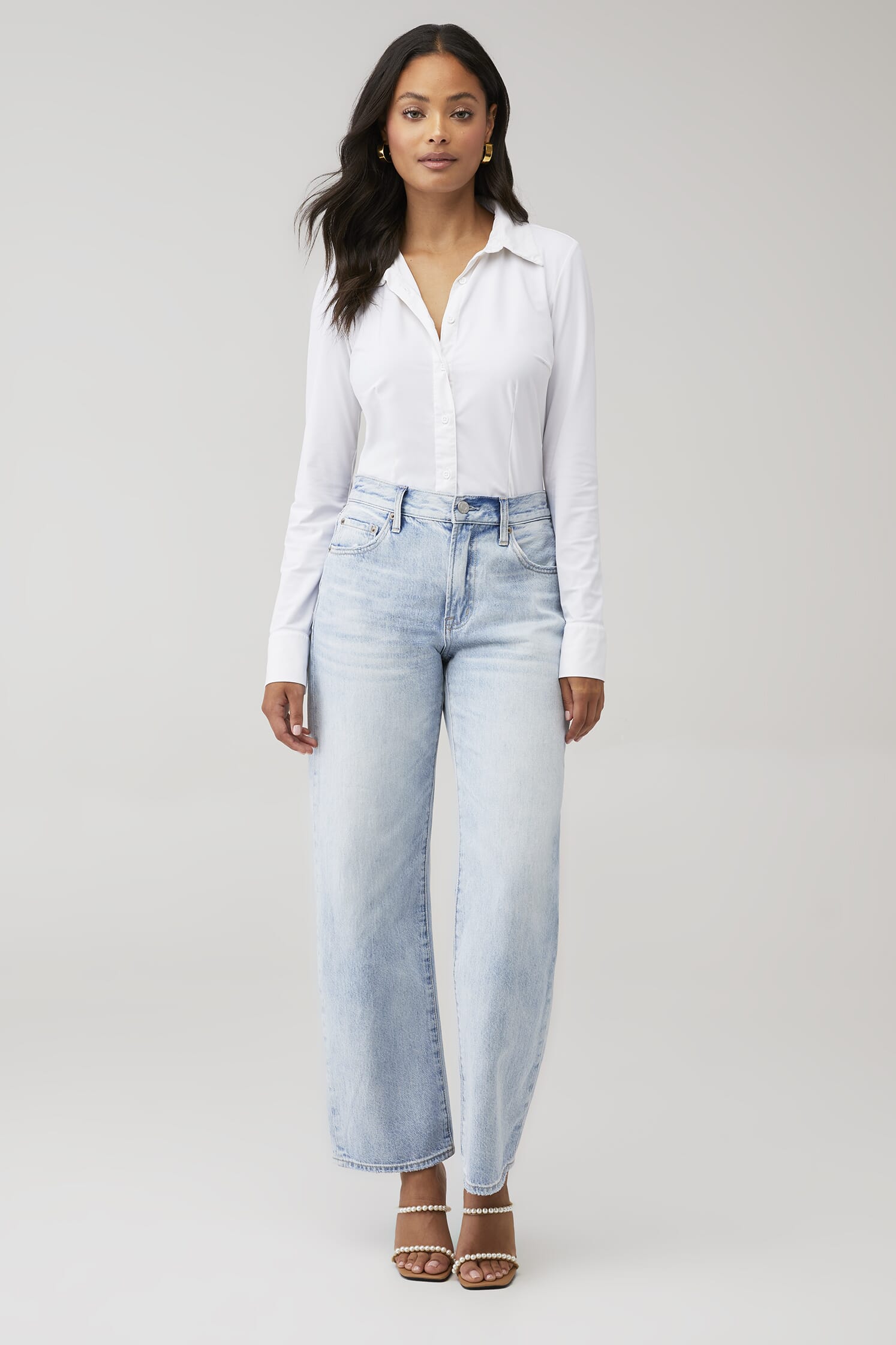 Commando Classic Button Down Bodysuit in White FashionPass