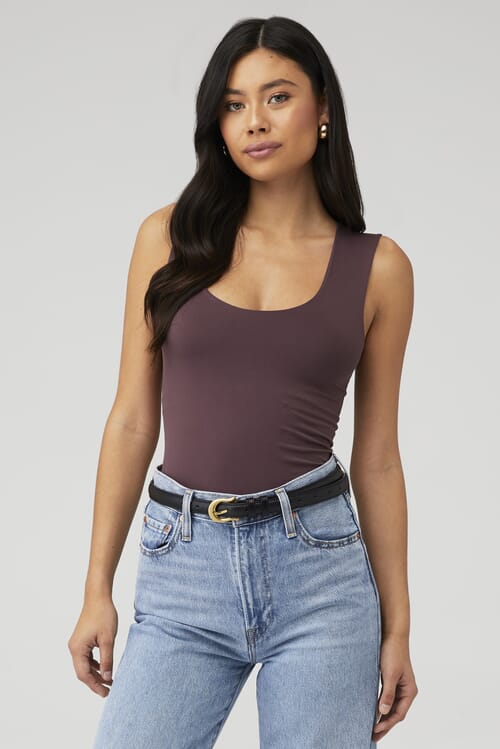 Free People Clean Lines Muscle Cami in Chocolate Merlot FashionPass