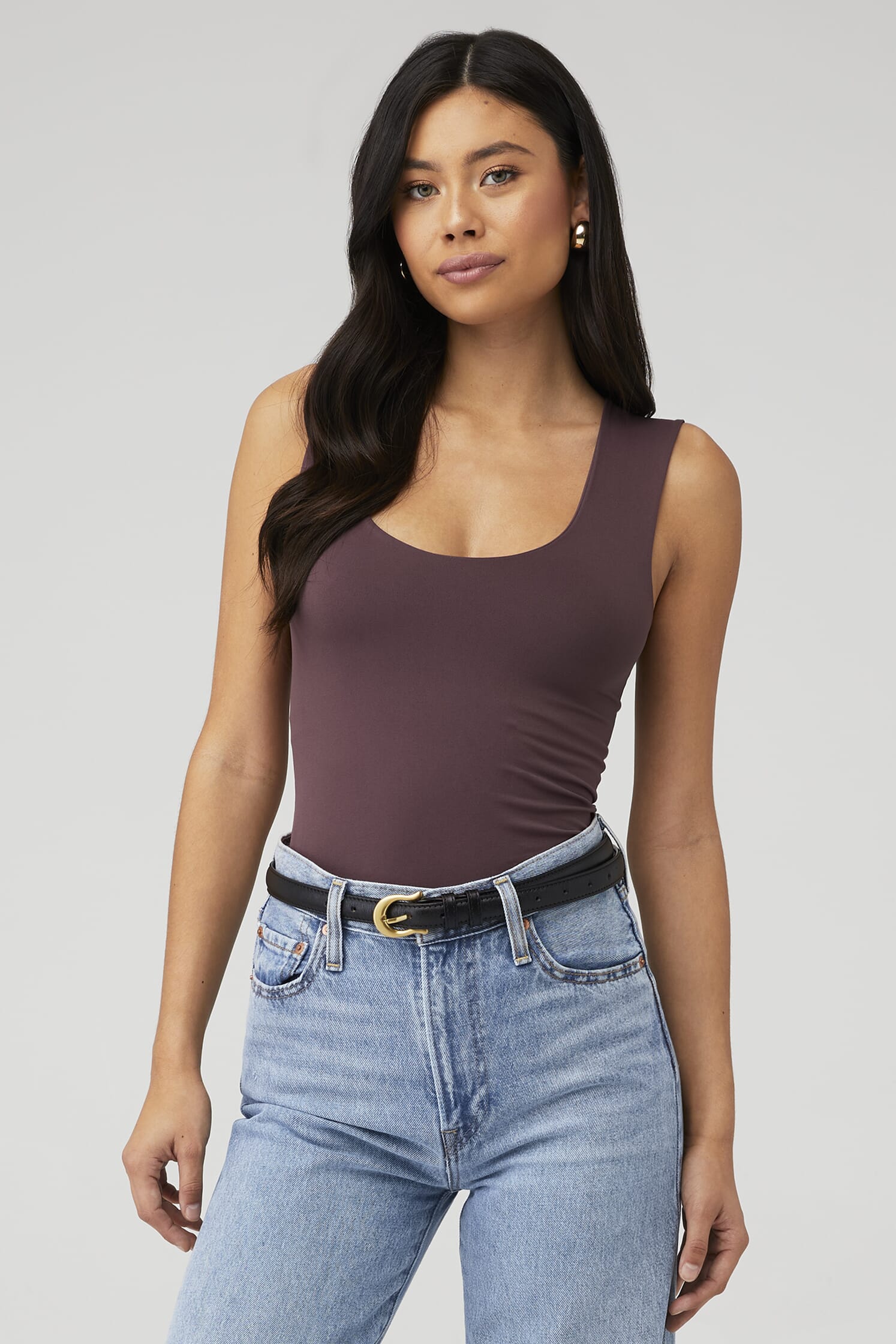 Free People, Clean Lines Muscle Cami in Chocolate Merlot